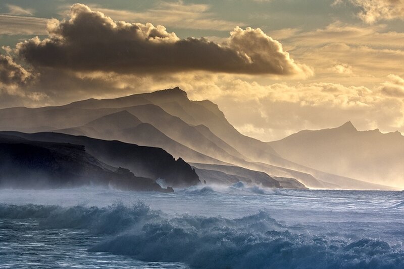 Waves Crashing on Rocky Shore — Blue, Dramatic