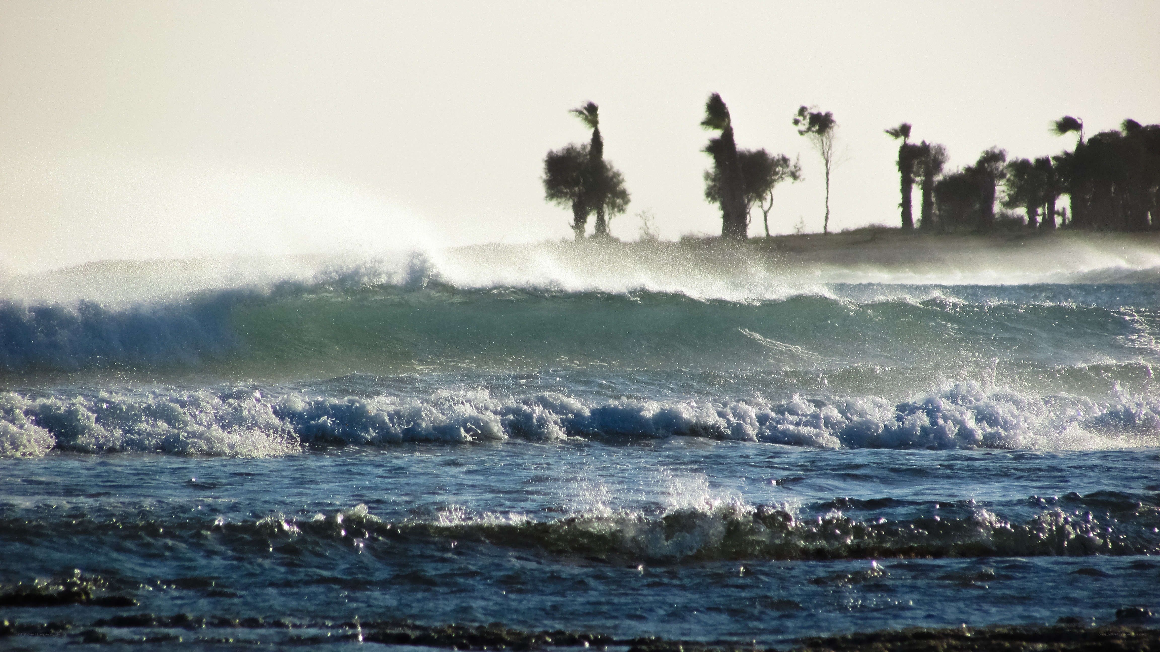 Waves crashing on shore