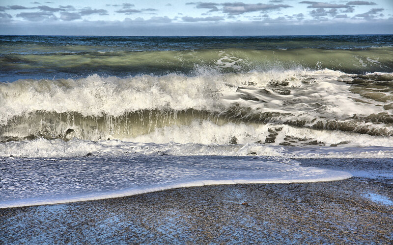 Waves Crashing on Shore — Blue