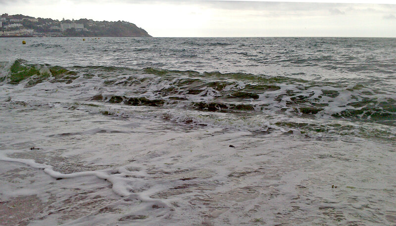 Waves Crashing on Shore — Gray, Overcast