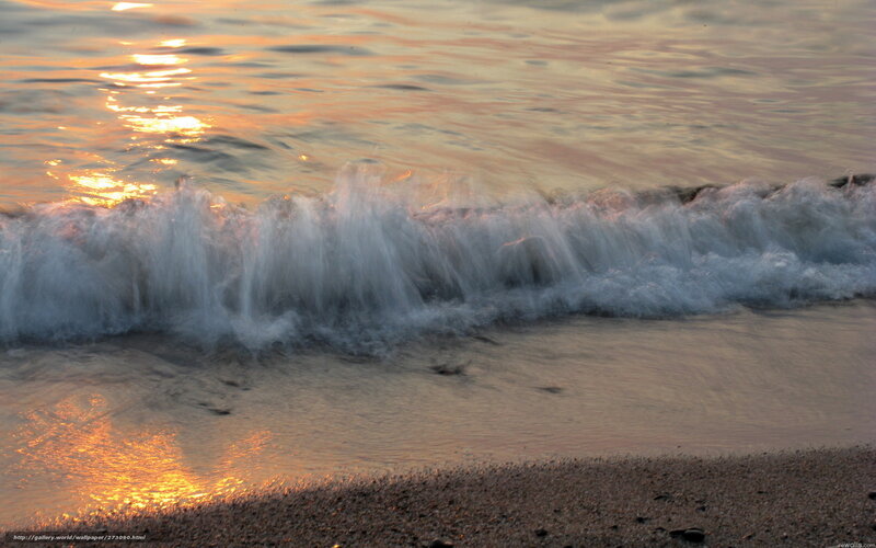 Waves Crashing on Shore — Orange, Serene