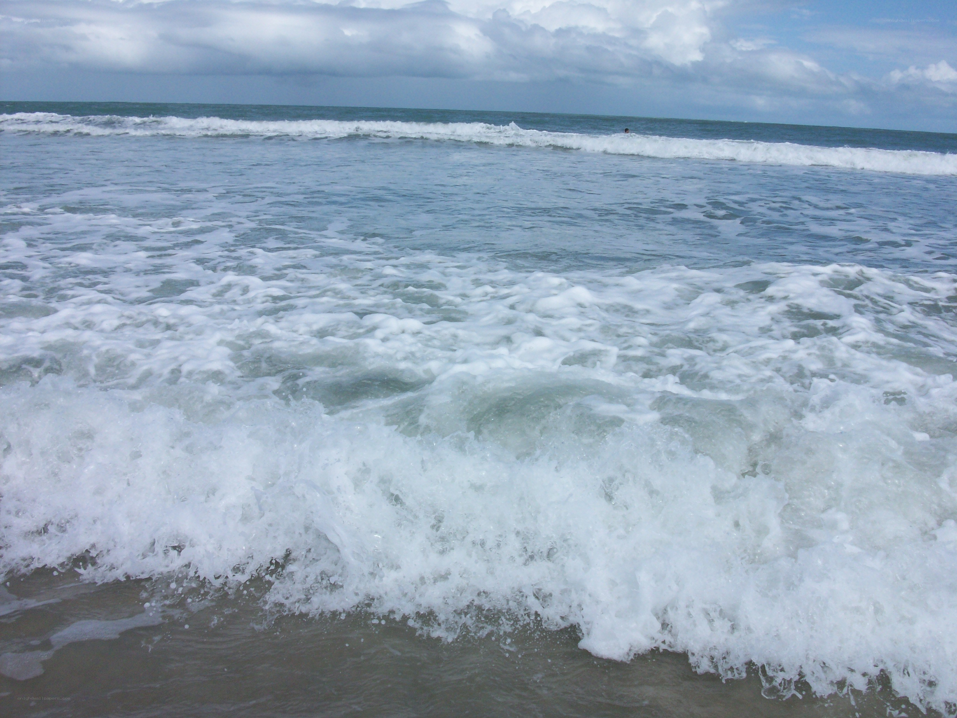 Waves crashing on the shore