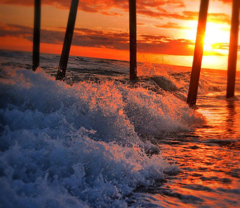 Waves Crashing under Pier