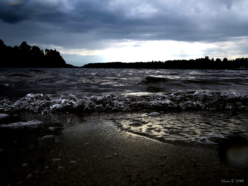 Waves on a Beach — Gray, Dramatic