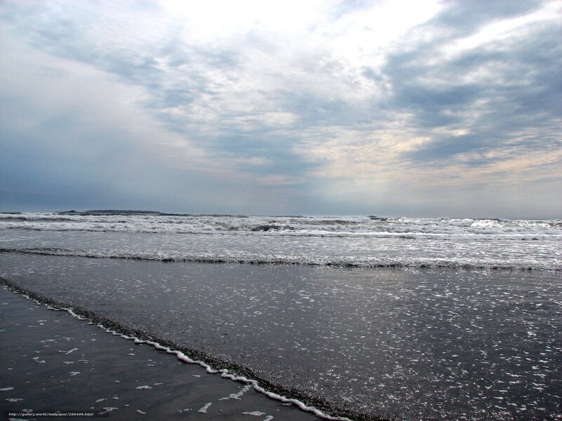 Waves on a cloudy beach