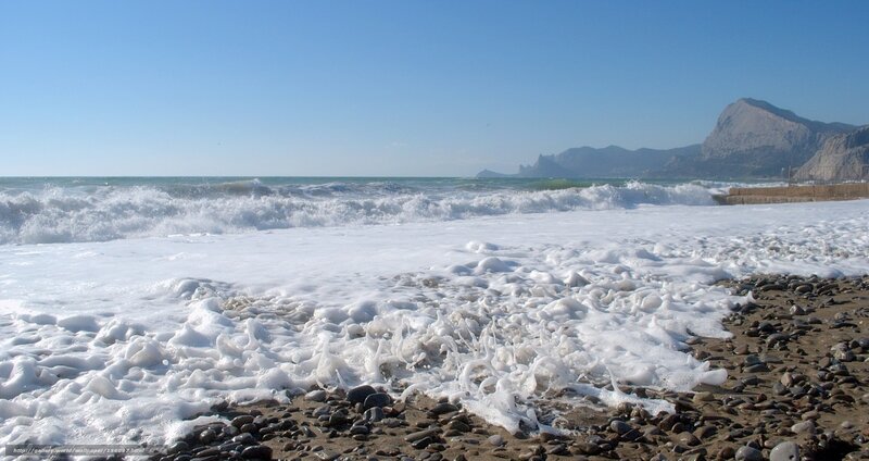 Waves on a pebble beach