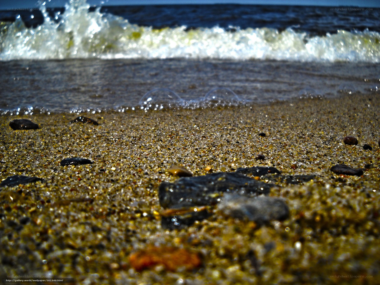 Waves on a pebbly shore