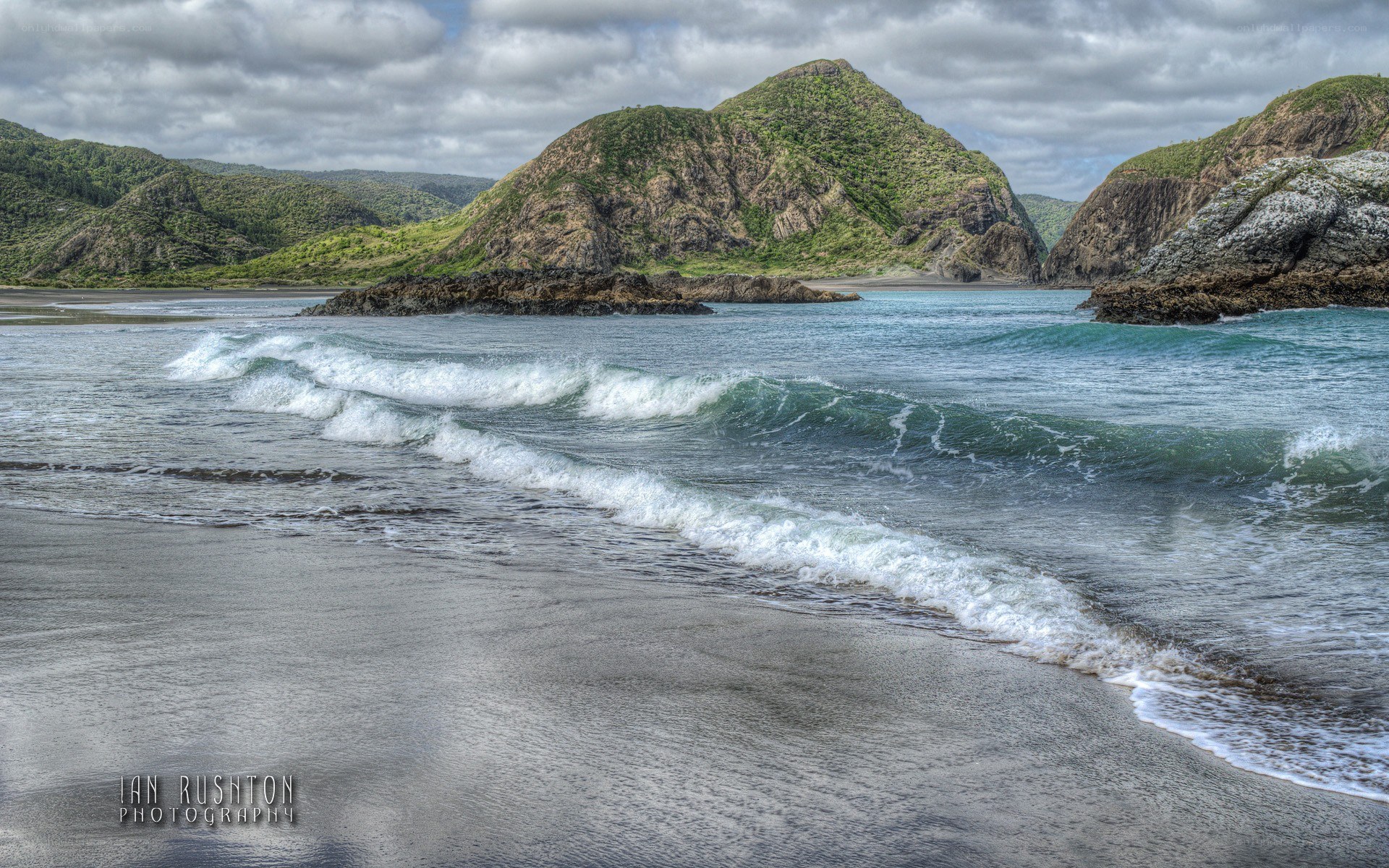 Waves on a rocky beach