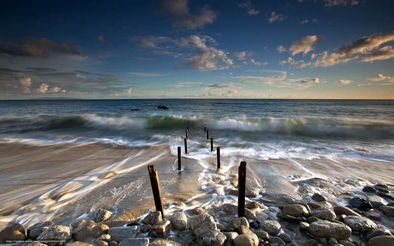 Waves on a rocky beach