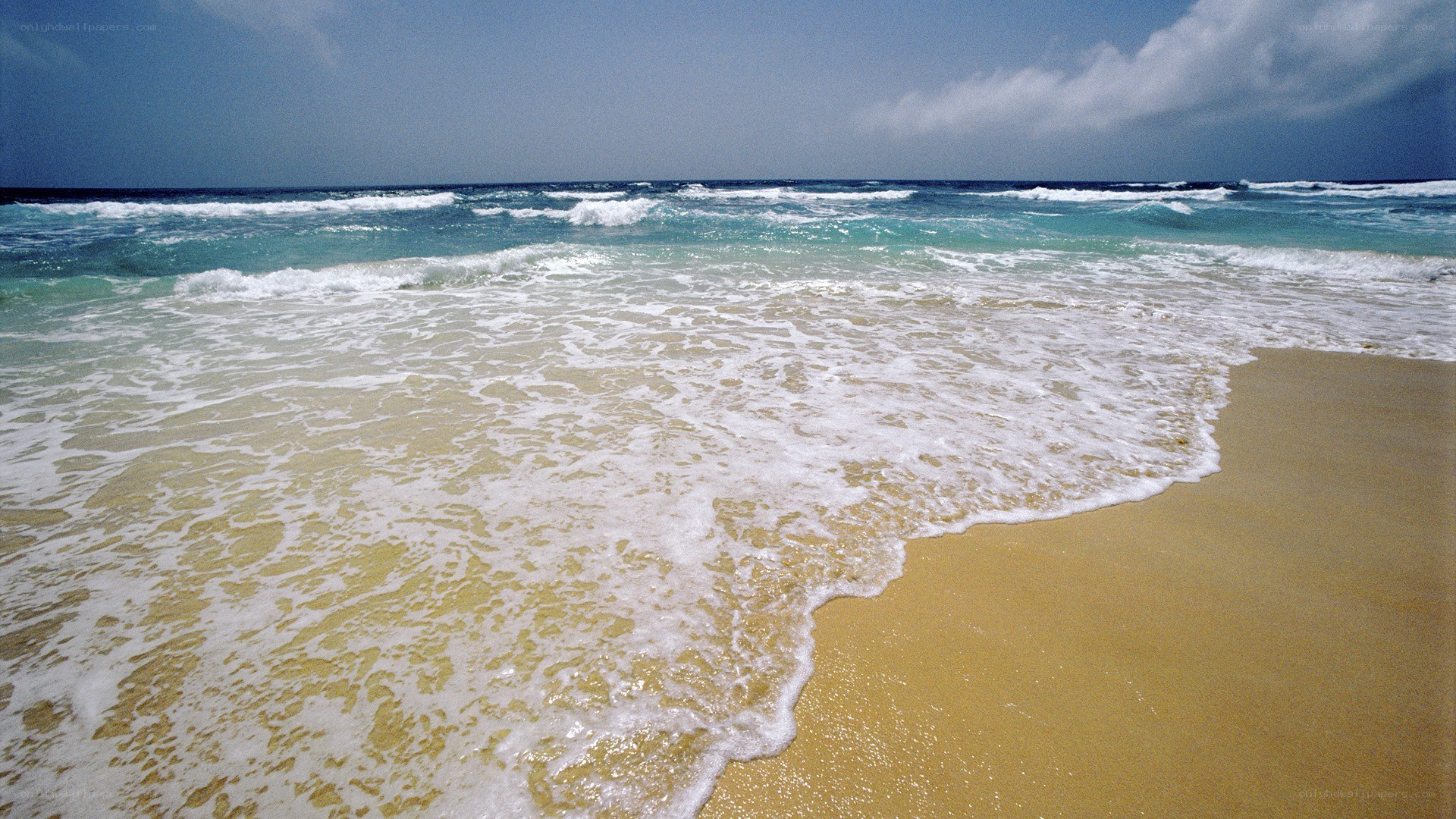 Waves on a sandy beach