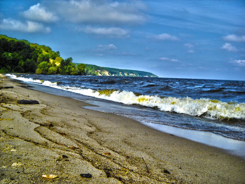 Waves on a sandy beach