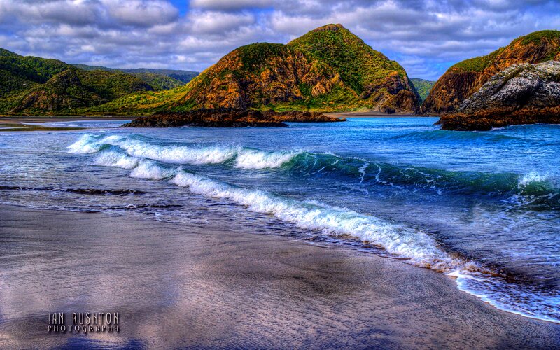 Waves on a Sandy Beach — Blue, Dramatic