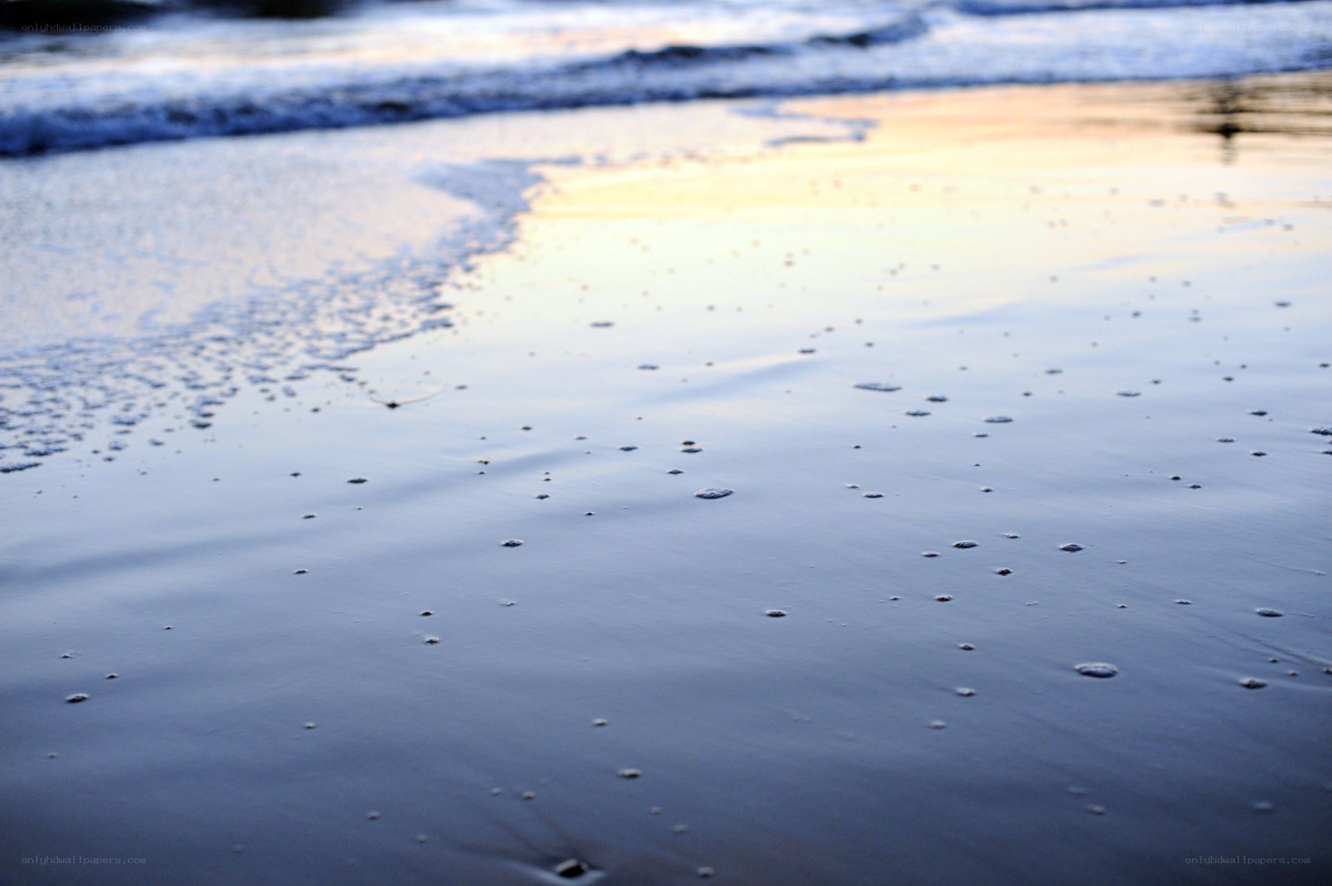 Waves on a wet beach