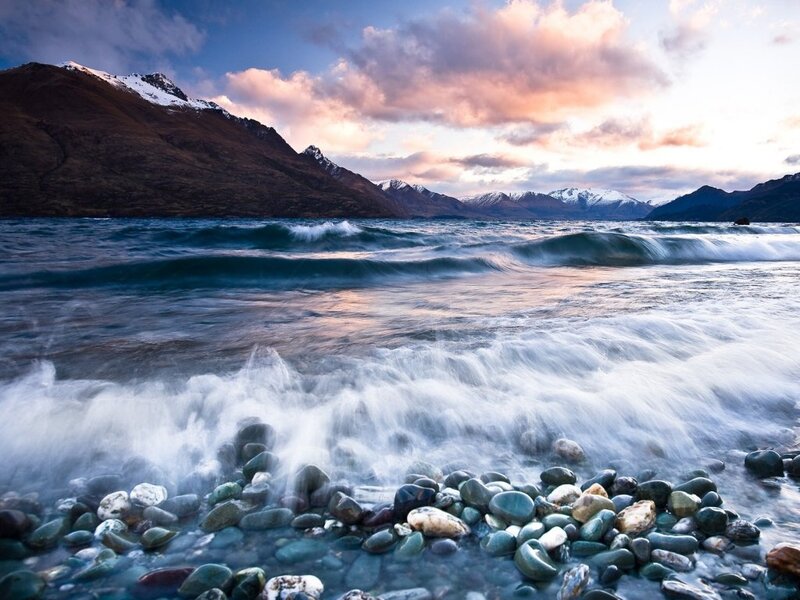 Waves on Pebble Beach — Blue