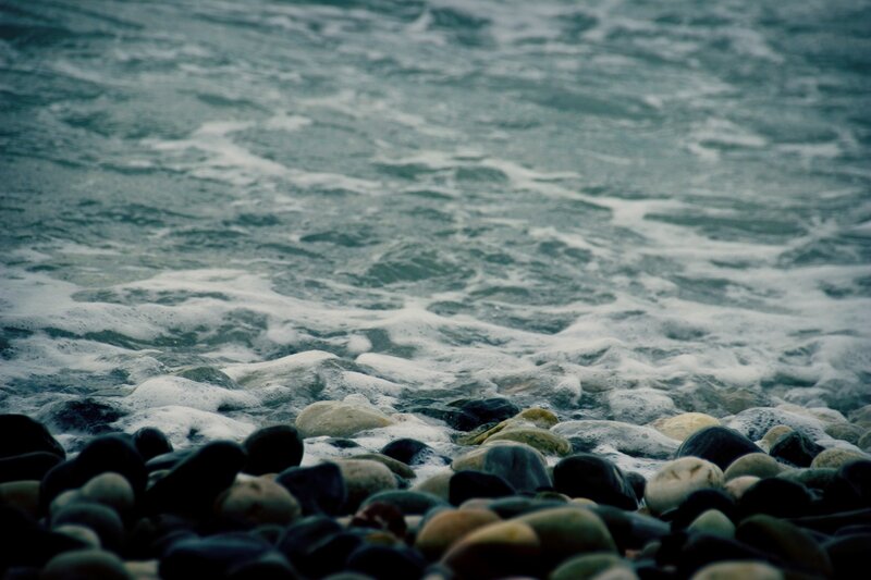 Waves on Pebbled Shore