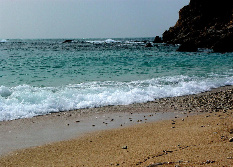 Waves on Rocky Beach — Blue, Calm