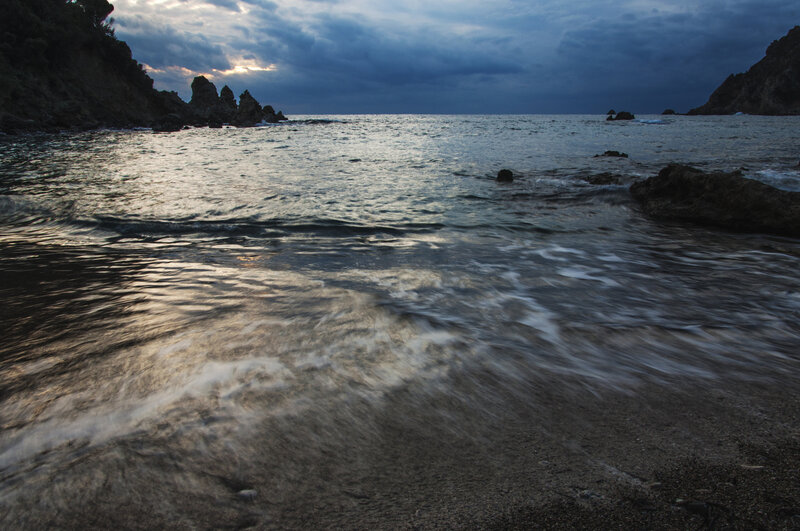 Waves on Rocky Beach — Blue, Dramatic
