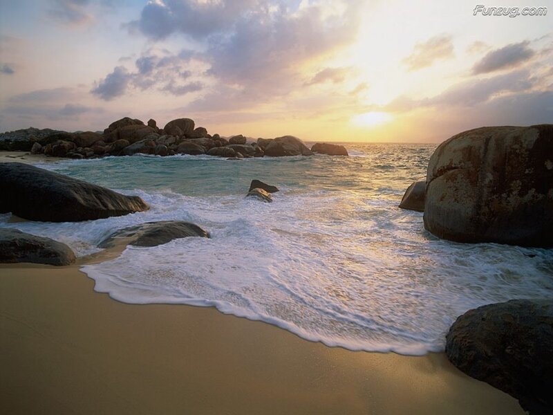 Waves on Rocky Beach — Blue, Serene