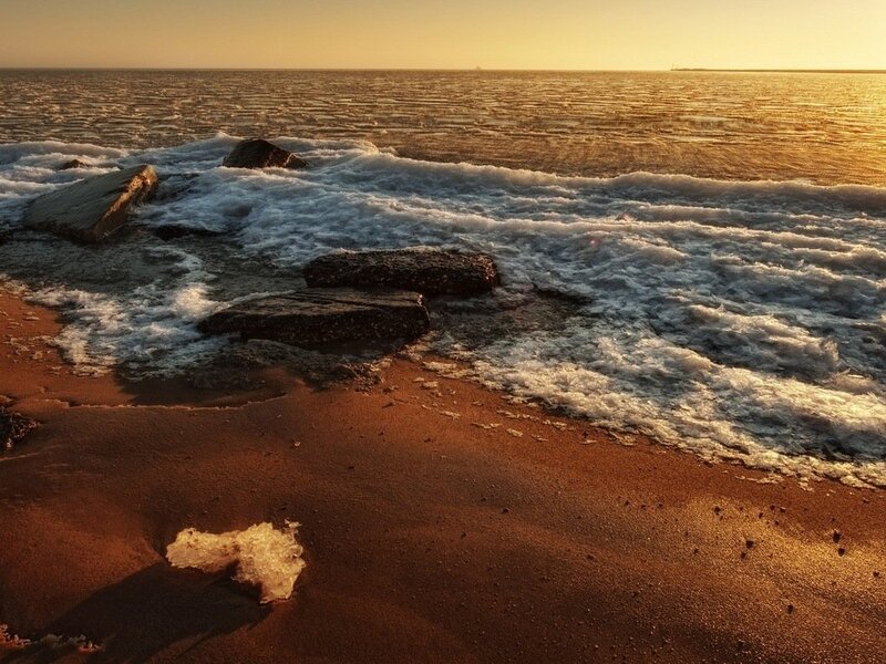 Waves on Rocky Beach — Brown