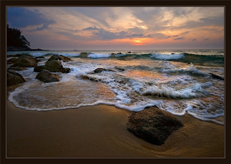 Waves on Rocky Beach — Orange