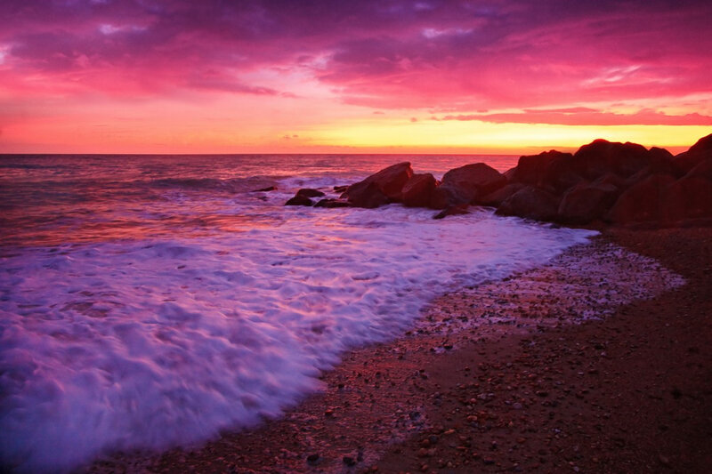 Waves on Rocky Beach — Purple