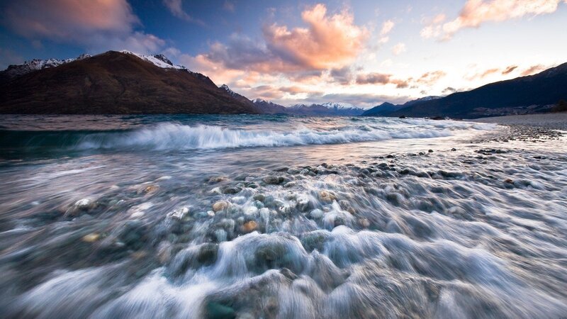 Waves on Rocky Shore — Blue, Dramatic