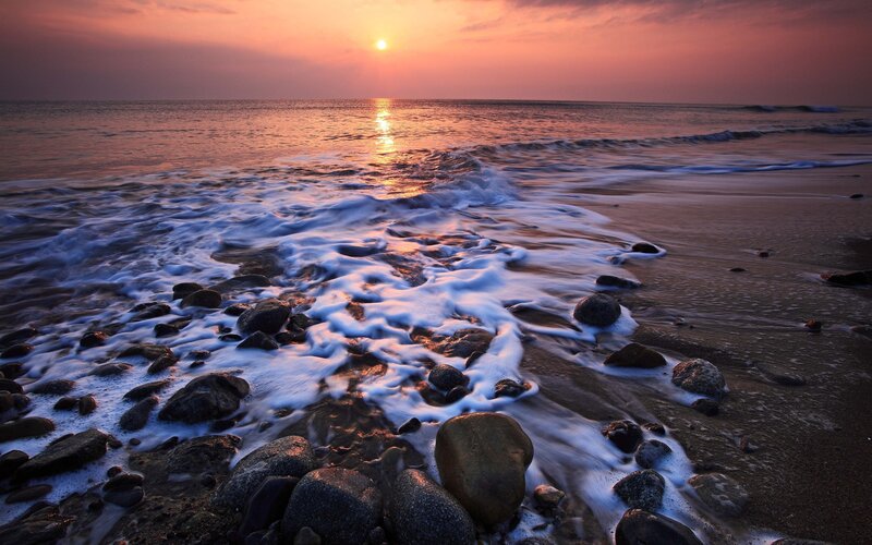 Waves on Rocky Shore — Orange