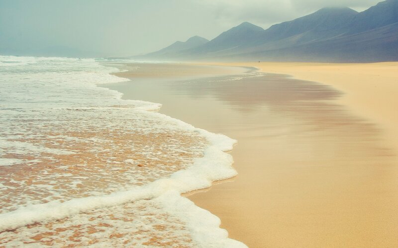 Waves on Sandy Beach — Beige, Serene, Photograph