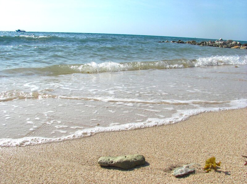 Waves on Sandy Beach — Blue, Calm, Afternoon