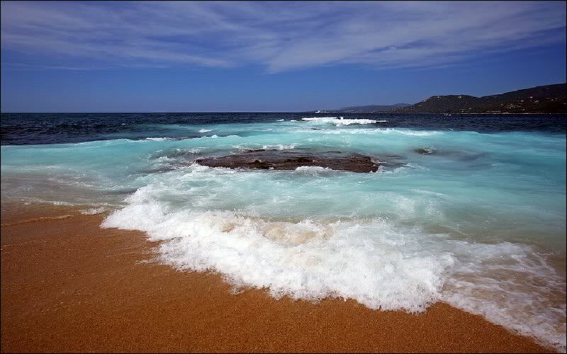 Waves on Sandy Beach — Blue, Calm
