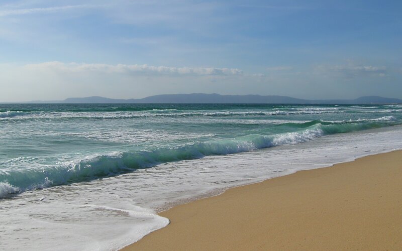 Waves on Sandy Beach — Blue, Serene, Afternoon, Photograph, Ocean