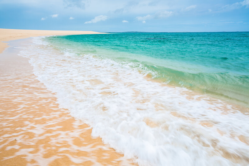Waves on Sandy Beach — Blue, Serene, Afternoon, Photograph, Sand