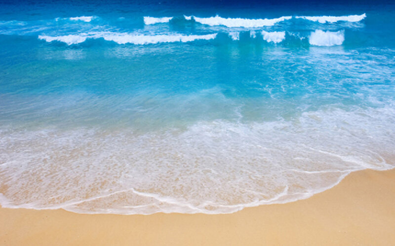 Waves on Sandy Beach — Blue