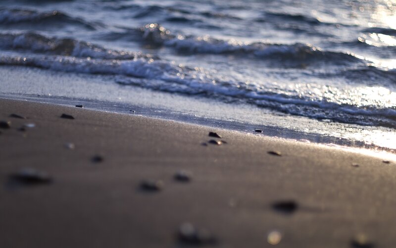 Waves on Sandy Beach — Brown, Calm, Sunset