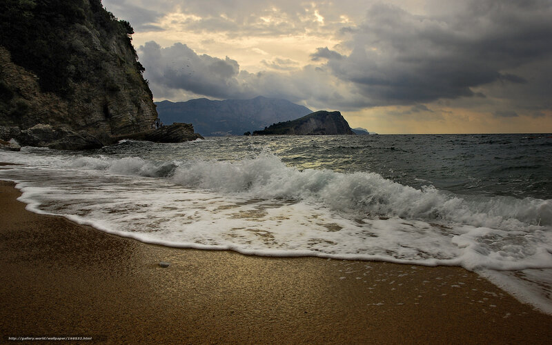 Waves on Sandy Beach — Brown, Dramatic
