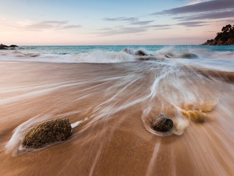 Waves on Sandy Beach — Brown, Serene