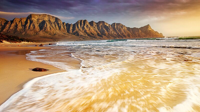 Waves on Sandy Beach — Gold, Dramatic