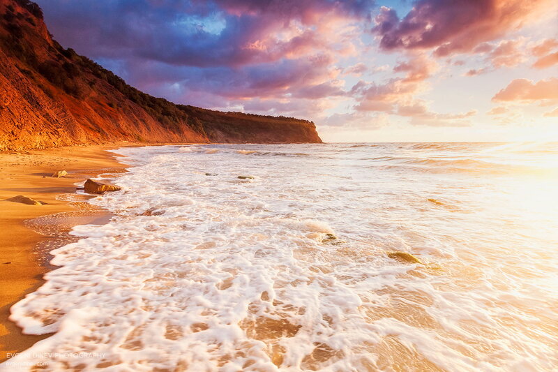 Waves on Sandy Beach — Orange, Dramatic