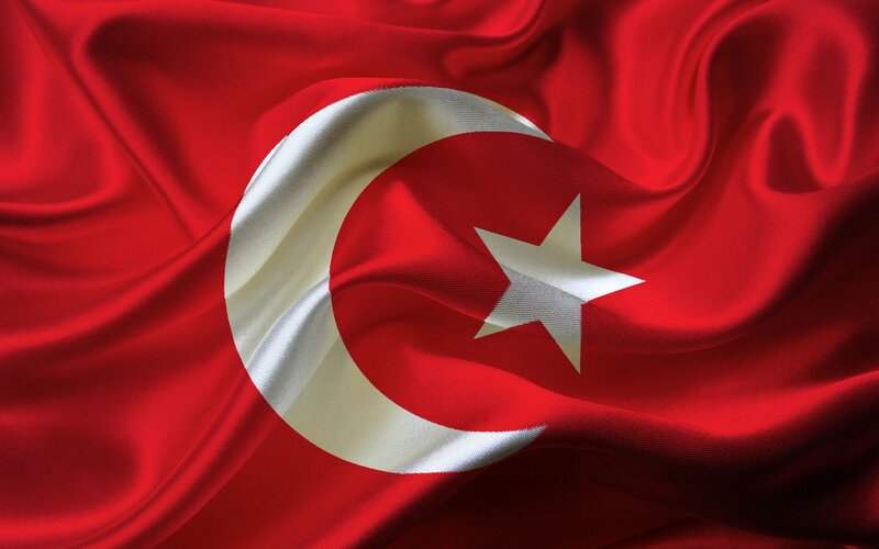 Waving Turkish Flag — Red