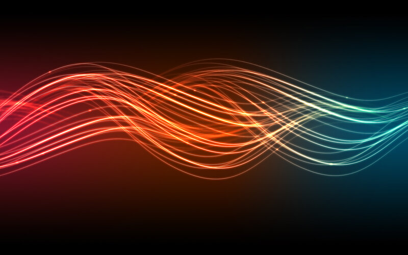 Wavy Light Streaks — Red, Dynamic, Abstract, Lines, Wave