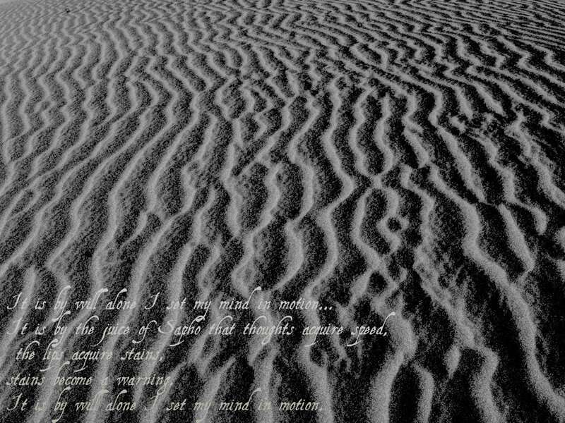 wavy sand patterns with text