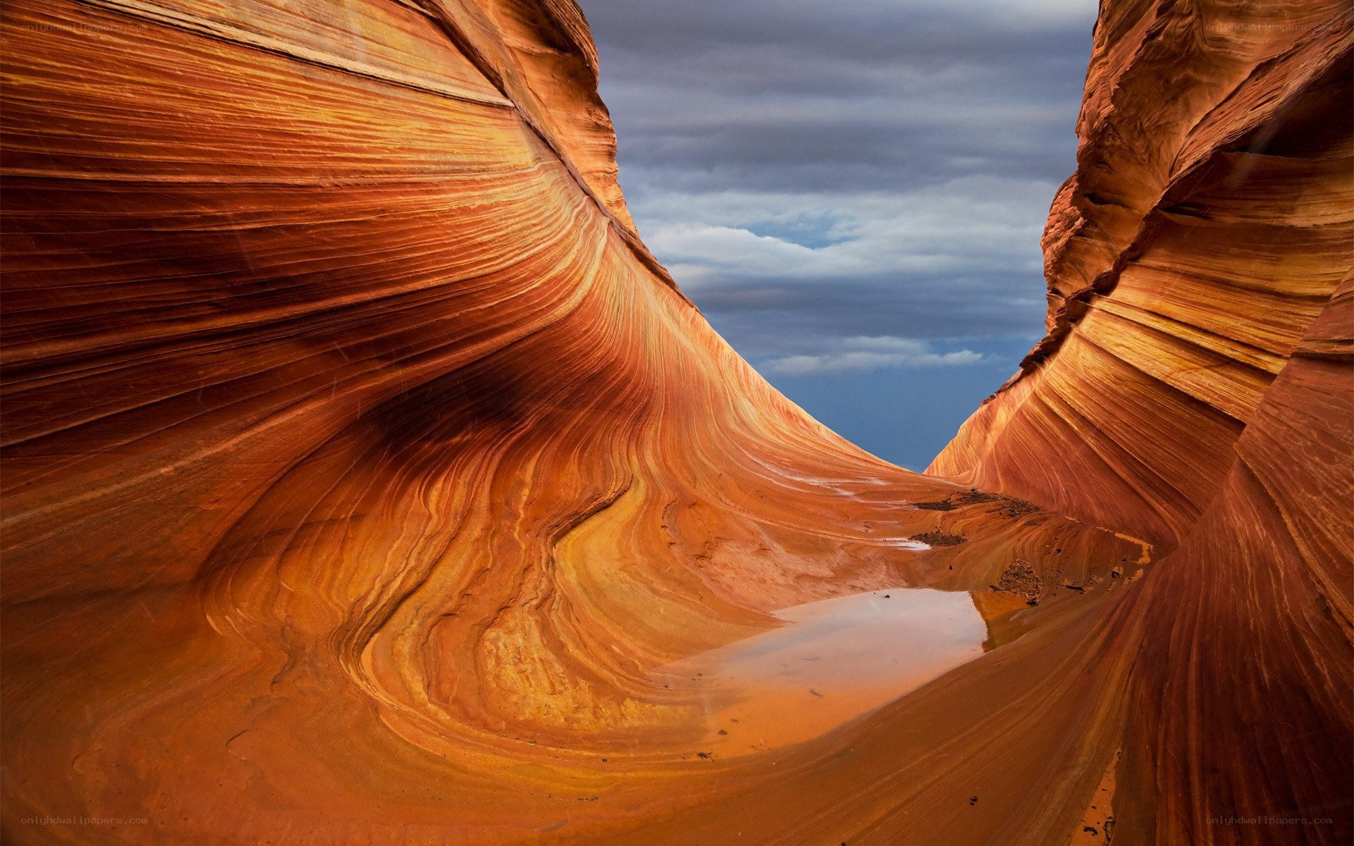 Wavy sandstone formations in a canyon