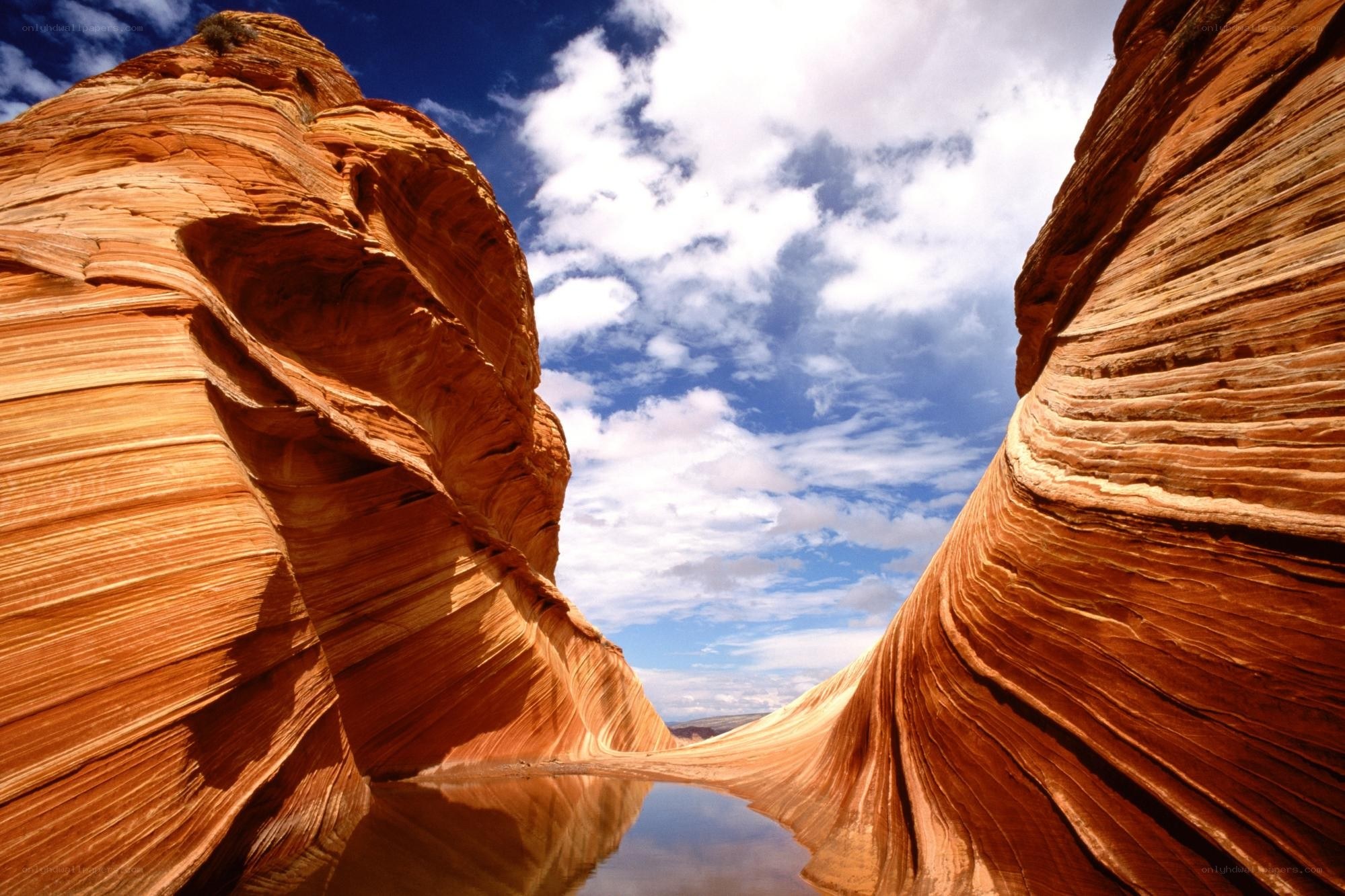 Wavy sandstone formations in a canyon