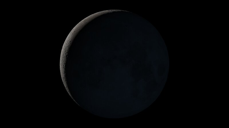 Waxing Crescent Moon — Black, Dark, Night