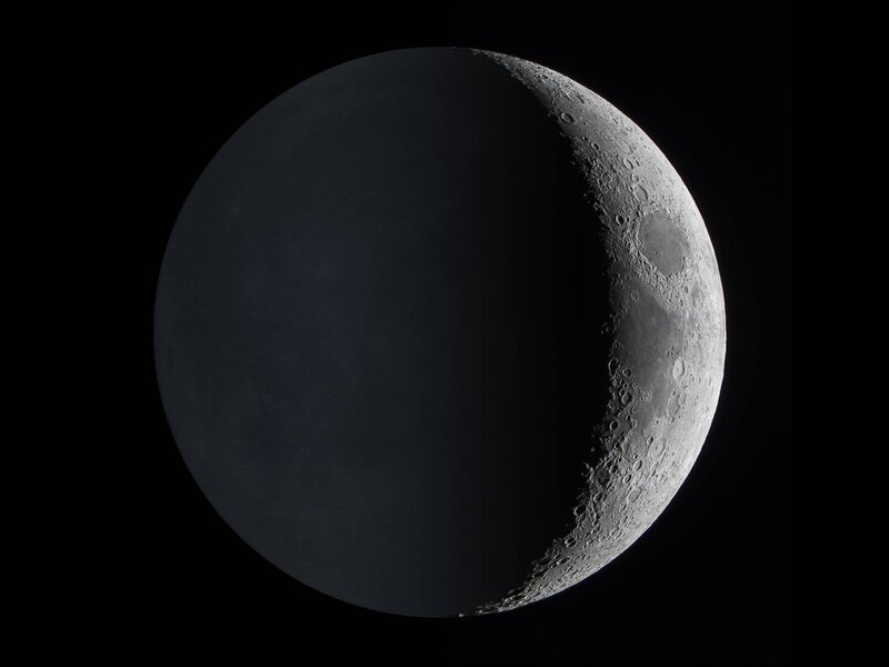 Waxing Crescent Moon — Black, Dramatic, Night