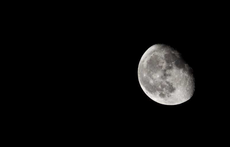 Waxing Crescent Moon — Black, Serene, Night, Photograph, Night Sky