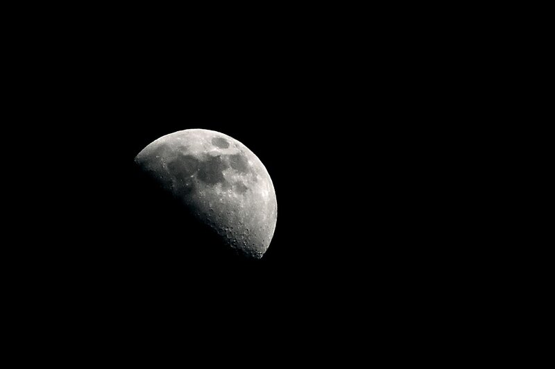 Waxing Crescent Moon — Black, Serene, Night, Photograph, Space