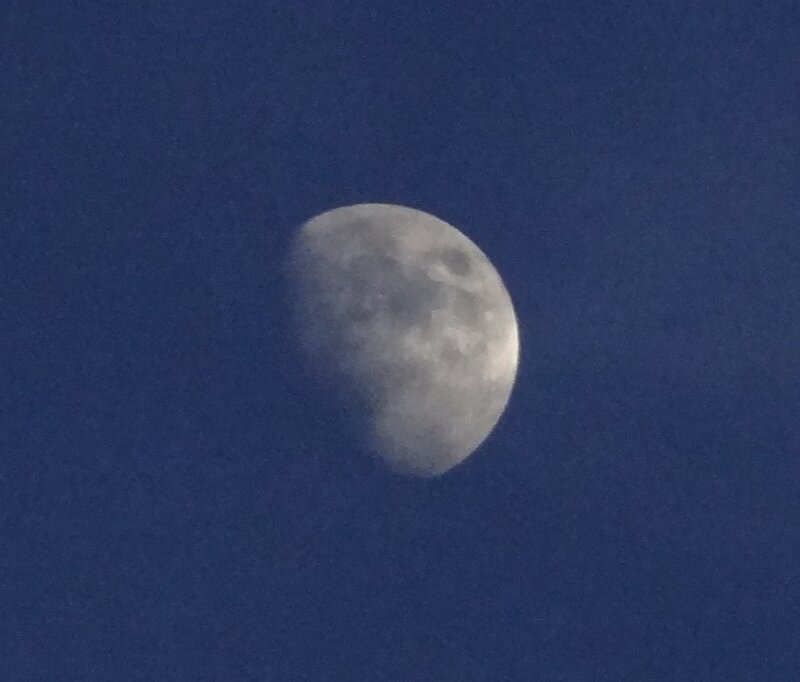 Waxing Crescent Moon — Blue, Serene, Night, Photograph