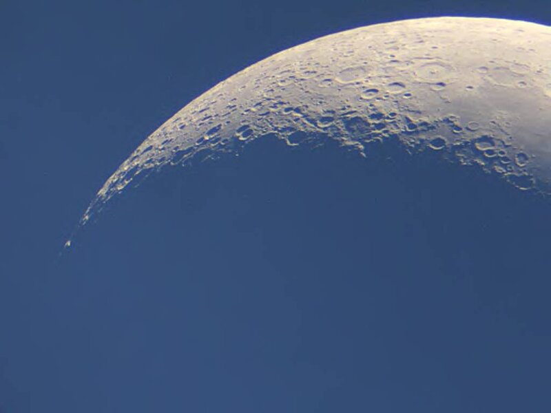 Waxing Crescent Moon — Blue, Serene, Night