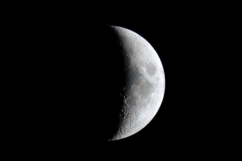 Waxing Crescent Moon — Dramatic